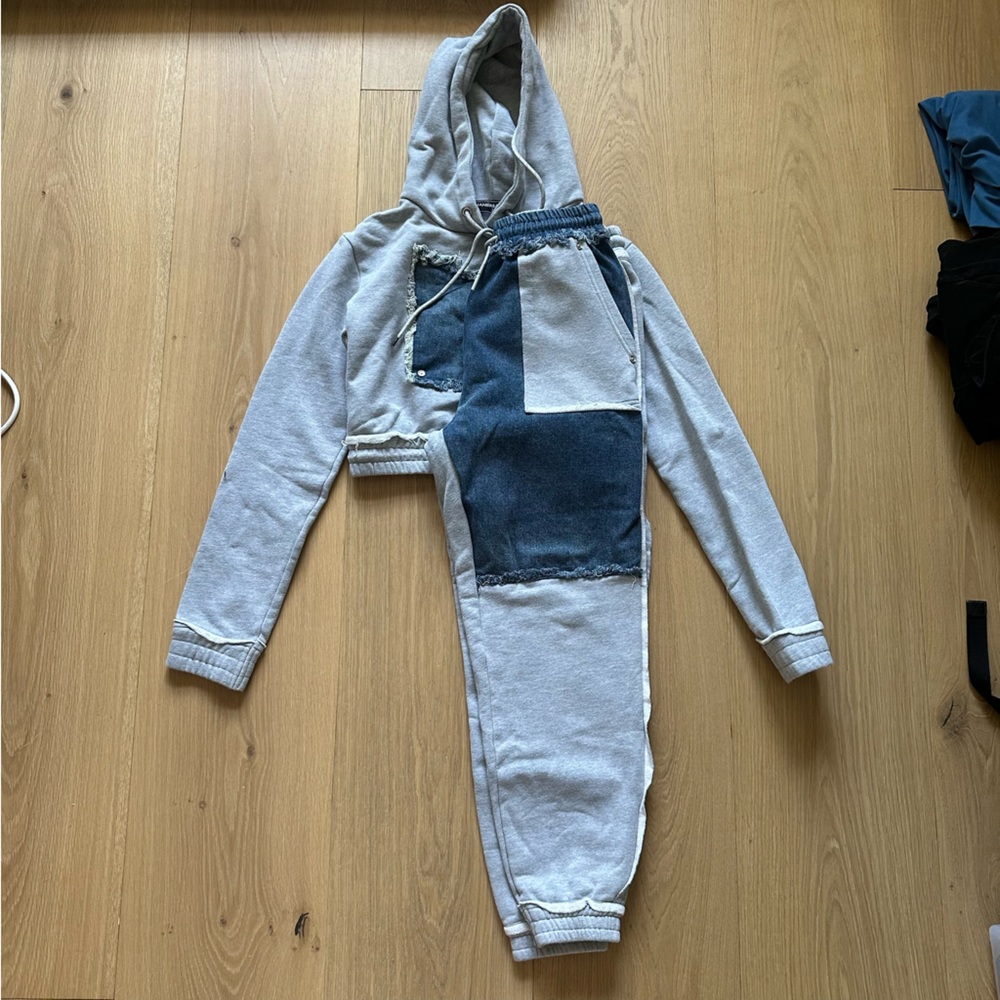 Maniere De Voir Gray and Blue denim sweatsuit (US 6)